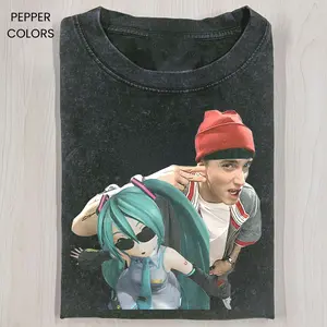 Anime Rap Collab Shirt, Hatsune Miku Meme Tee, Funny Otaku Streetwear T-Shirt, Vaporwave Cartoon Rapper Shirt, Japanese Pop Culture Shirt