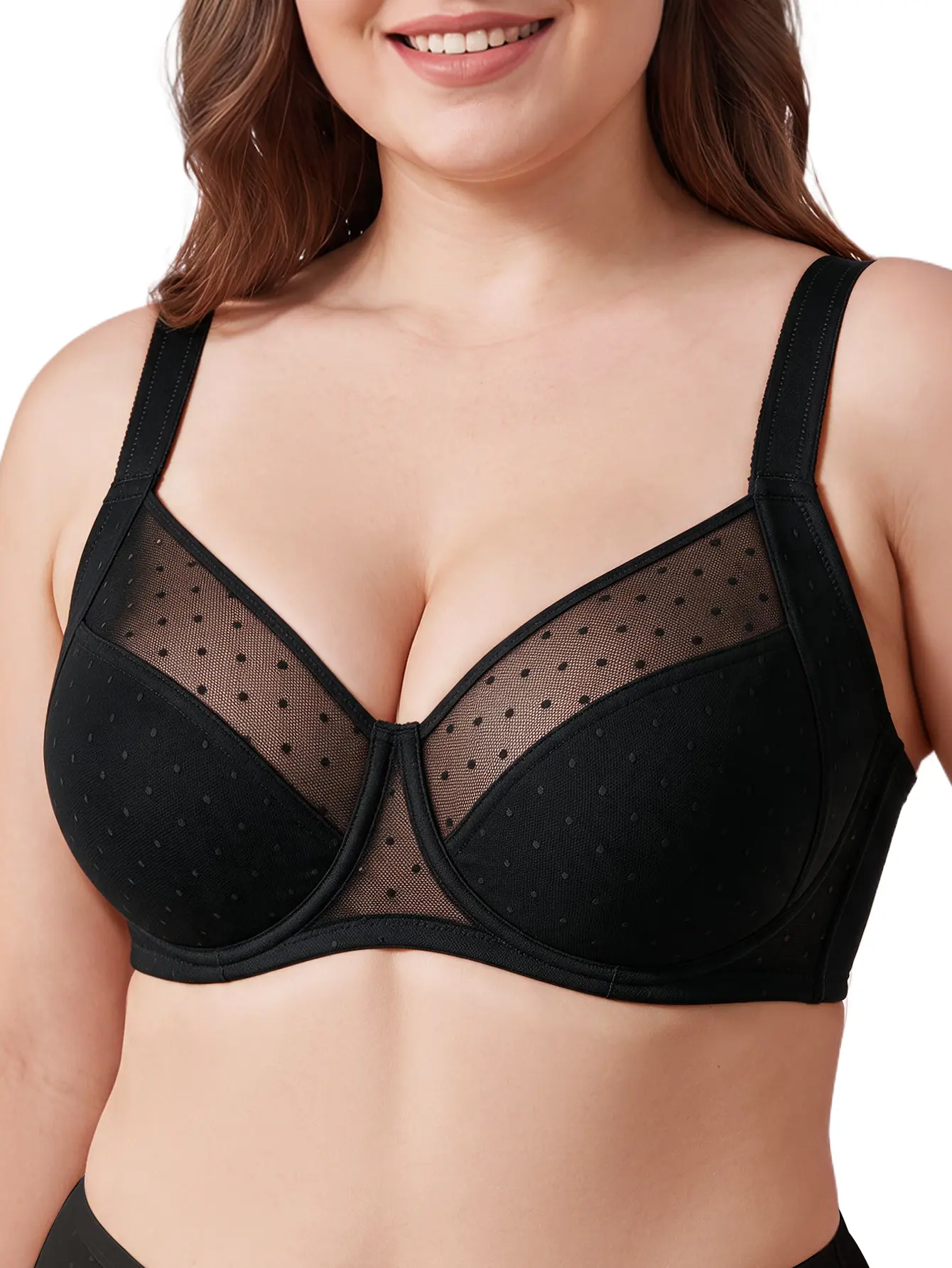 TryWish Plus Size Women's 38D-48DD Sexy Lace Unlined Full Coverage Minimizer Bra - Lifting, Lightweight, Breathable, Comfortable, Everyday Style Daily Bra, Basic