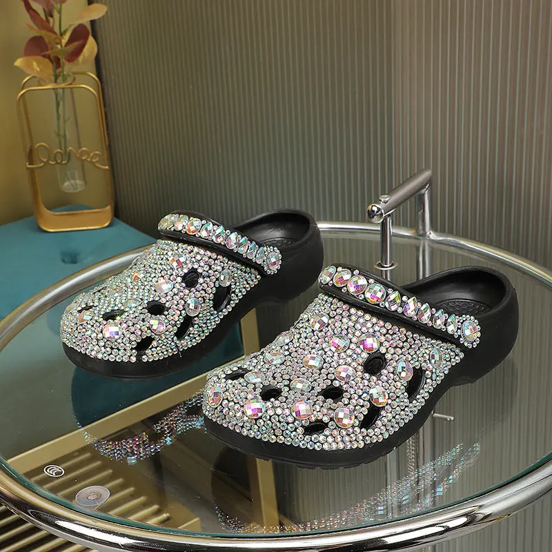 Platform Rhinestone Hole Shoes Casual Sandals Platform Rhinestone Hole Shoes Casual Sandals