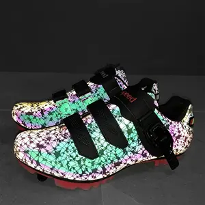 Men'S and Women'S Glow-in-the-Dark Mountain Bike Shoes - Hard Bottom, Rigid Upper, Adjustable Closure, Microfiber Synthetic, All-Season Use, Outdoor Cycling Gear | Glowinthedark Shoes | Adjustable Strap