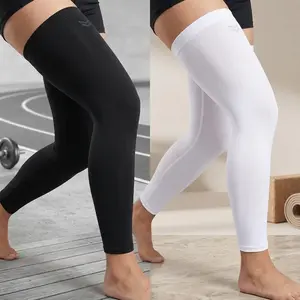 2 Pairs Full Leg Compression Sleeves for Men and Women - Long Knee Sleeve with Anti-Slip Silicone Strips for Sports Running Basketball Workout Support Recovery Athletic Gear1