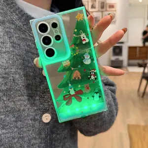 Sound-Control Glowing Christmas Tree Phone Case, Hollow Cartoon Protective Cover, Christmas Tree Design, for Samsung Galaxy S26 S24 S25  S24 ULTRA A35 A36 A55 A56 S25 Ultra Accessories
