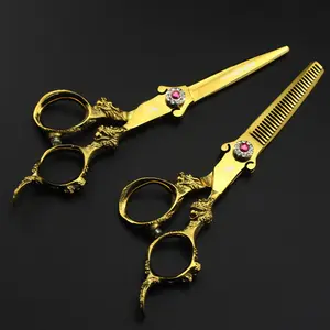 6.0 Inch Dragon Handle Hair Cutting Scissors, Thinning Shears, High-End Stainless Steel, Ergonomic Design, Unisex Home Use