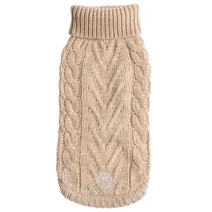 Cable Knit Dog Sweater Oatmeal – Chunky Winter Dog Turtleneck