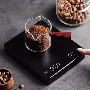 LED intelligent display kitchen scale USB charging model Italian hand brewed coffee electronic scale automatic timing electronic kitchen scale baking tea precise weighing kitchen supplies Black