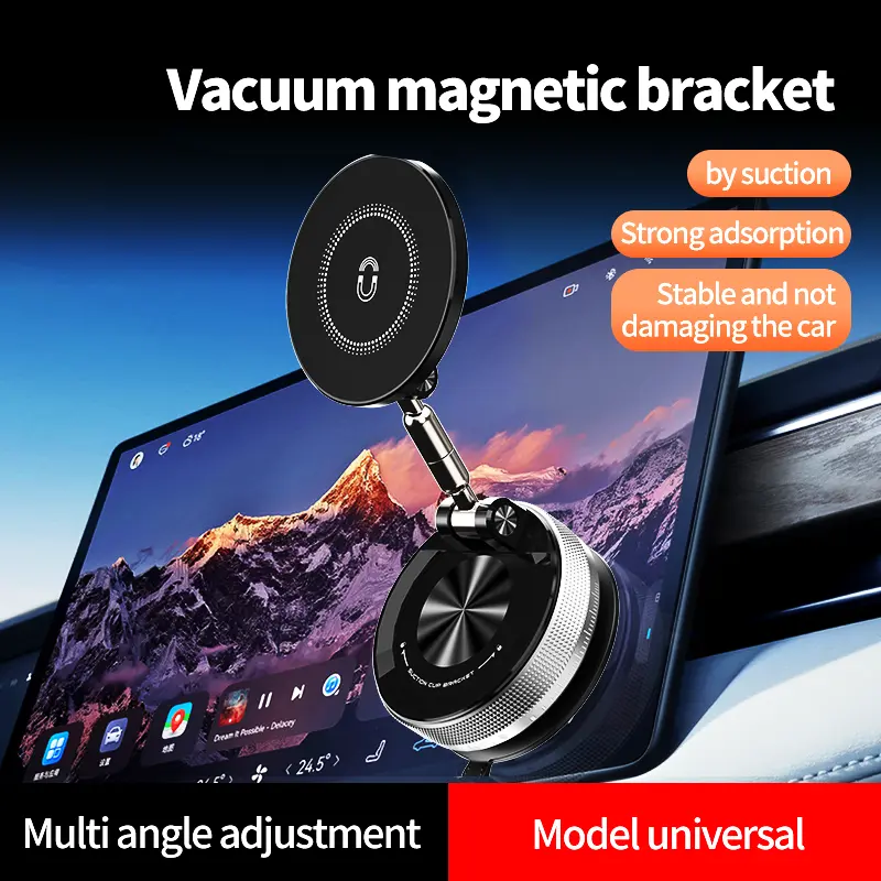 HyperMount Vacuum Car   66 lbs Strong Seal Compatible  All Smart  iPhone Android MagSafe 360 Rotation Universal suction Heavy-Duty Cup   Dual-Sided Magnetic Suction Cup  Adjustable Vehicle Cell   Phone Multi- Charging mount tablet holder with