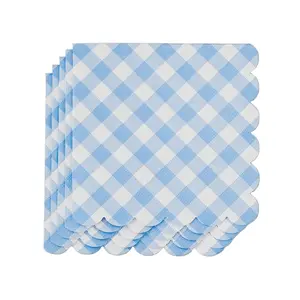 Scalloped Edge Gingham Cocktail Napkins