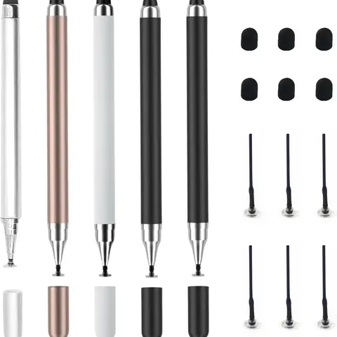 3-Pack Smooth Capacitive Stylus Pens, 2-in-1 Universal Smart Drawing Stylus with Precision Disc Tip for All Touchscreen Devices, Accessories Compatible with Android, iOS, Smartphone, Tablet - Ideal for Writing, Drawing