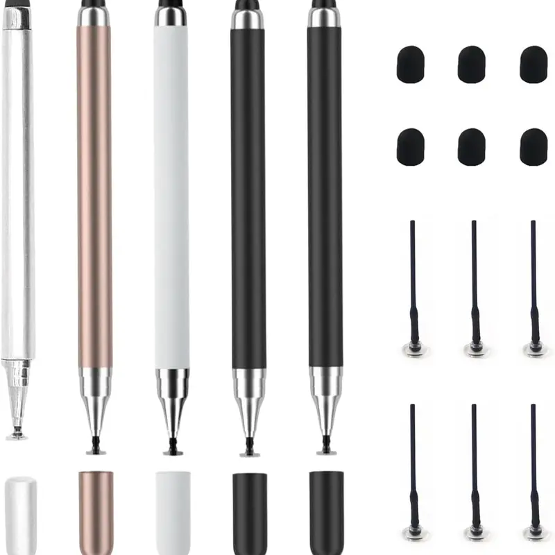 3-Pack Smooth Capacitive Stylus Pens, 2-in-1 Universal Smart Drawing Stylus with Precision Disc Tip for All Touchscreen Devices, Accessories Compatible with Android, iOS, Smartphone, Tablet - Ideal for Writing, Drawing