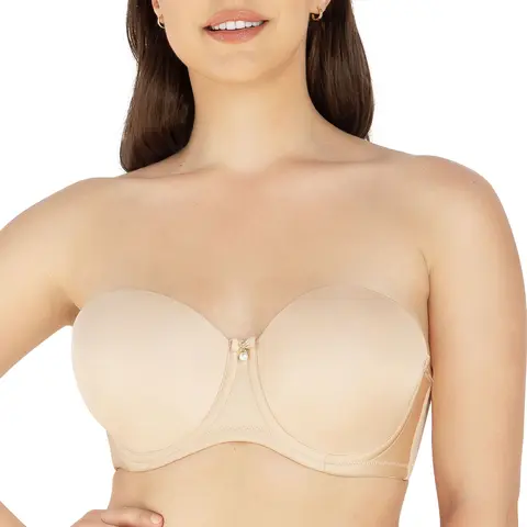PARFAIT Elise P60915 Full Busted Strapless Bra Silicone Elastic Neckline Detachable Convertible Straps No Non-Slip Gripper Fabric - Seamless