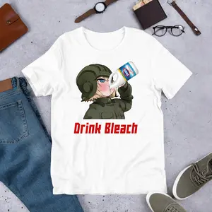 Drink Bleach T-Shirt, Sweatshirt and Hoodie, Funny Anime Meme Shirt, Katyusha, Girls Und Panzer, Slav Drinking, Unhinged Shirt, Waifu Shirt, Ironic Shirt, Otaku, Cursed
