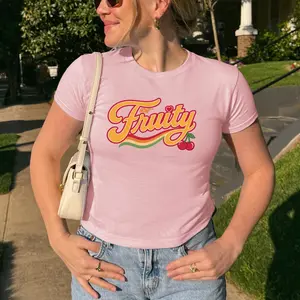 FDT Fruit Baby Tee Nonbinary Shirt Cherry Baby Tee, Sapphic Shirt, Funny Gay Shirt, Queer Clothing Funny Lesbian Shirt