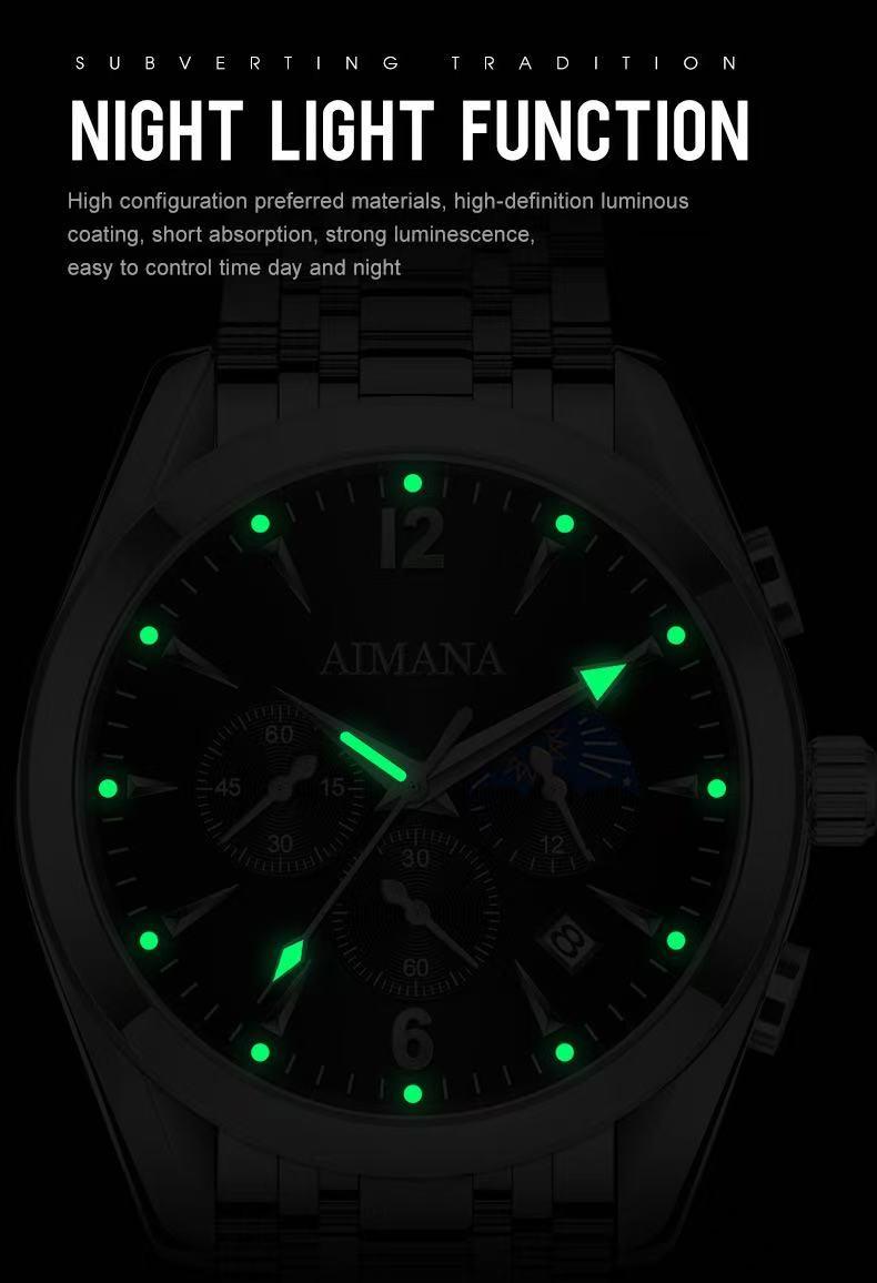 Men's Luxury Chronograph Watch – Available in two color options, crafted from stainless steel with a luminous dial.with three sub-dials and control buttonsand a date display. A perfect gift choice for men. Men's Luxury Chronograph Watch – Available in two color options, crafted from stainless steel with a luminous dial.with three sub-dials and control buttonsand a date display. A perfect gift choice for men.