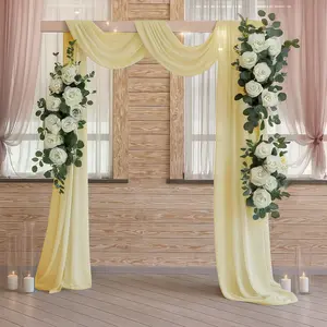 Sheer Wedding Arch Drape – 5ftx32ft Champagne Sheer Curtain Backdrop, Ceiling Drapery Panel