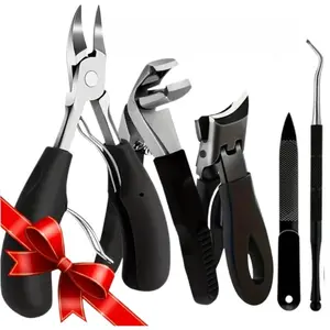 5pcs Professional Nail Care Set for Thick Nails Includes Slant Tweezers Cuticle Pusher Eagle Beak Pliers Heavy-Duty Precision Cutting Tools Manicure Kit Salon Quality Steel Stainless Steel