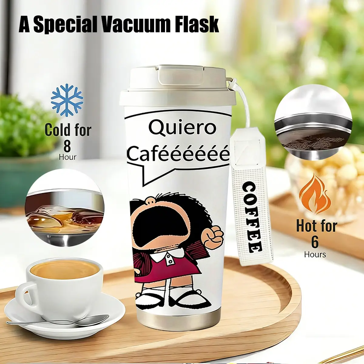 1 18 oz stainless steel insulated travel cup, Tumbler, with a handle and  leak-proof lid,
