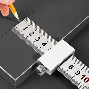Precision Carbon Steel Woodworking Square Set, Easy-To-Use Aluminum Alloy Locator with Marking Ruler, Accurate Measurement Tool