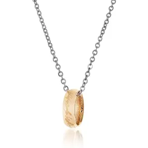 Engraved Gold Plated Stainless Steel Ring Pendant Chain Necklace A1000001