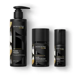 MANSCAPED® Skin Ultra™ Daily Regimen - Men's Skincare Routine Essentials with Face Wash, Face Moisturizer & Brightening Serum Formulated with A Ceramide Complex for Cleansing, Exfoliating & Hydration