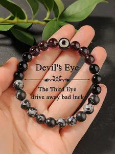 Natural Stone Beaded Bracelet, Fashionable Eye Design Beaded Bracelet for Women & Men, Trendy All-match & Exquisite Jewelry for Birthday Gift