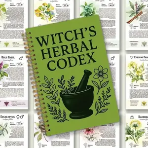 Vintage Spiral Bound Botanical Journal, Witchcraft Herbal Notebook, Hardcover Spiral Notebook, Herbivore Recipe Book, Ideal Gift for Beginners, Natural Therapy Guide
