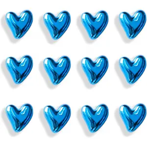 12PCS Blue Fridge Magnets Cute Love Heart Magnets for Refrigerator 0.83inch Small Photos Decorative Magnet Set Home Kitchen Fridge Office Whiteboard Decor