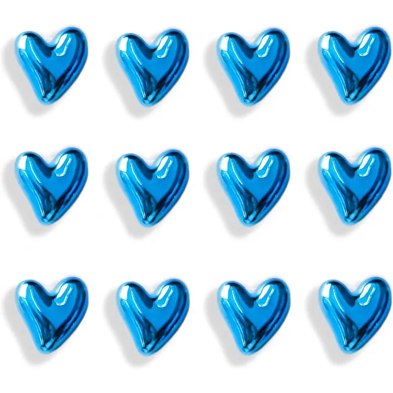 12PCS Blue Fridge Magnets Cute Love Heart Magnets for Refrigerator 0.83inch Small Photos Decorative Magnet Set Home Kitchen Fridge Office Whiteboard Decor