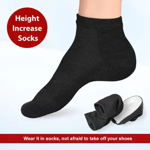 Height-increasing Socks with 1.38-inch Invisible Height-increasing Insoles, Unisex Half-sole Design for Athletic Shoes, Black.
