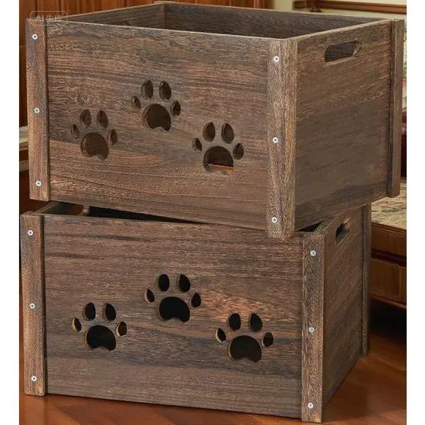 Handmade Rustic Wood Storage Box Set, Farmhouse Decorative Crates with Handles, Durable Hollow Wooden Display Containers, Large Vintage Organizers with Cap, Brown Vanilla Bee Charm, Mini Basket & Sugar Jar