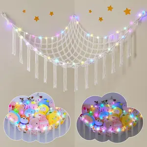 Castle Stuffed Animals Hammock Net Toy Storage Organizer, Stuffed Animals Storage Toy Holder Boho Macrame Hanging for Nursery Room Decor