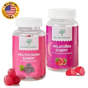 Biotin Hair & Skin + Sleep Gummies Set – 6000mcg Biotin for Hair Growth & Glow + 5mg Melatonin for Relaxation, Vegan Strawberry Gummies Vitamin Supplement