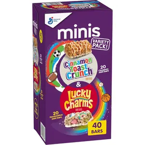 Lucky Charms and Cinnamon Toast Crunch Mini Cereal Treat Bars Variety Pack