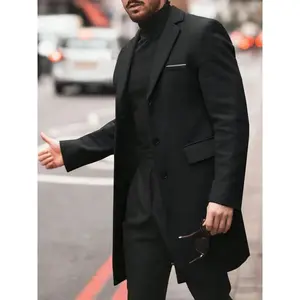 Men’s solid-color long-sleeve suit jacket, slim business formal blazer for work/office, men’s clothing for all seasons