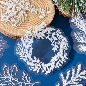 180 sheets 3D foam sticker pack Pine tree, snowflake, fireworks, snow house, snow scene themes Minimalist style PET waterproof material DIY journal decoration scrapbook notebook sticker pack