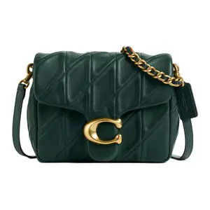 COACH Tabby 20 Crossbody Bag for Women – Metallic Logo Closure, Nappa Leather, Small Size, Forest Green