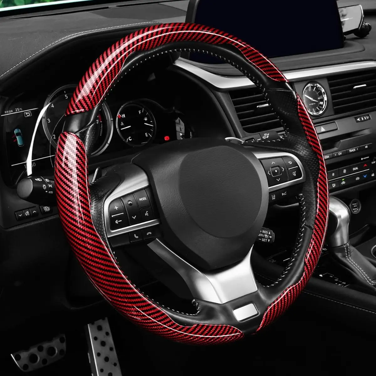 3pcs Carbon Fiber Snap on Steering Wheel Cover Segmented Anti Slip Steering Wheel Protector Butterfly Wing Car Interior Accessories Universal Car Steering Wheel Decoration Car Modification Parts Vehicle Steering Wheel Protective Cover