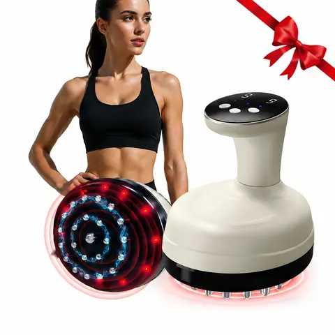 Cordless Portable Handheld Muscle Massager - 4in1 Massage Tool with Adjustable Relaxing Modes, Warmth & Pulse, GuaSha, Display, Massagers for Neck and Back Pain Relief, Lymphatic Drainage, Parents Gift