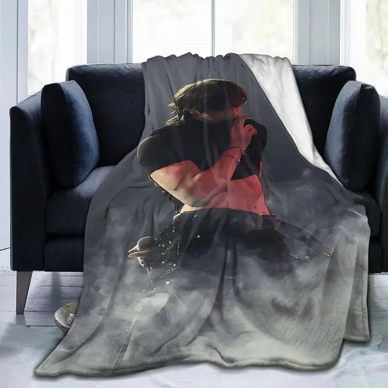 Bang Chan Anime Print Flannel Blanket - Soft Polyester, a comfortable choice for home and office in all seasons, the perfect gift for anime fans, cozy sofa cover |   Anime Print Blanket |   Polyester Knit Fabric