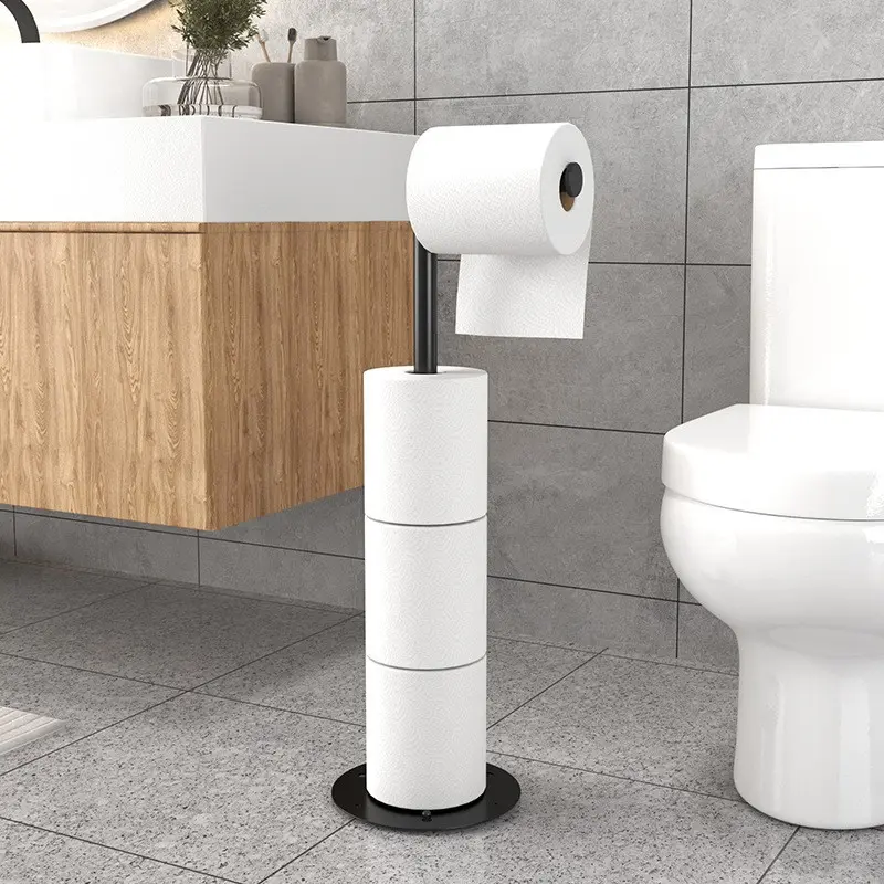 Stainless Steel Standing Toilet Paper Holder, Bathroom Roll Dispenser, Bathroom Accessories, Durable & Rust-Resistant Design, Easy Install Solution