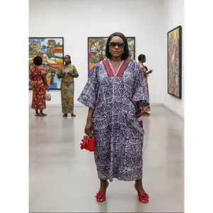 Ewa Adire African print and aso oke kaftan