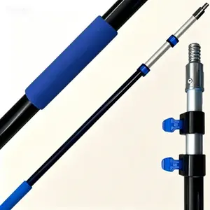 Aluminum Telescoping Extension Pole, 12-Foot Reach, 3-Stage Lightweight Design, Heavy Duty Anodized Aluminum Fits Standard ACME Threaded Adaptor, for Cleaning Squeegee Bulb Change & More, No-Glue Needed Secure Locking Reusable.