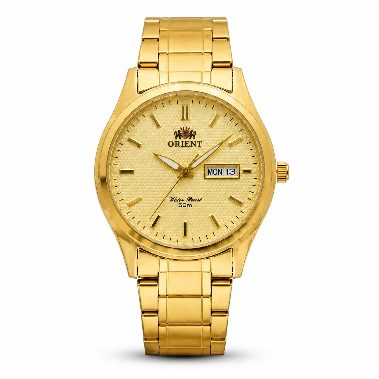 Tempus Atelier 3 Stars 21-Jewel Men's Crystal Watch - Gold-Tone & 2-Tone Stainless Steel Bracelet, Day-Date Function, 50M Water Resistant Business Dress Wristwatch