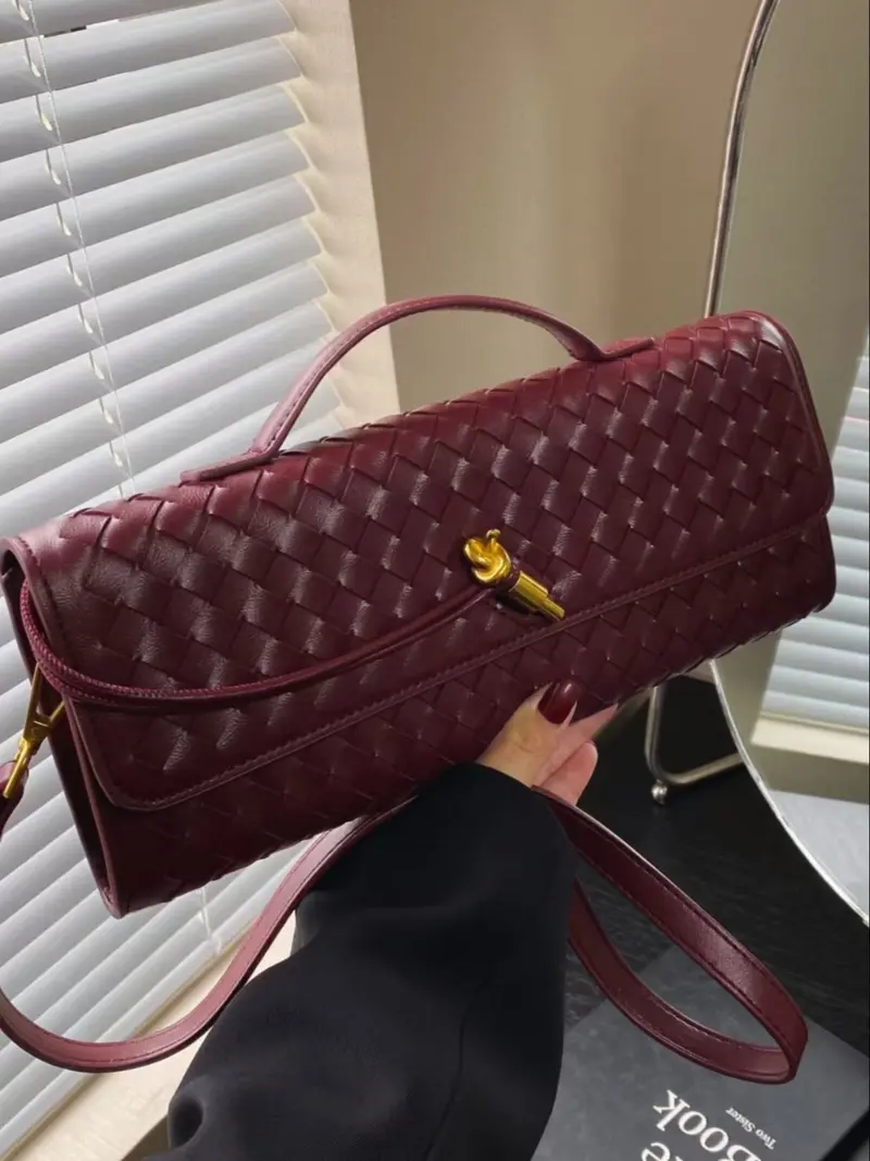 Women's Woven Handbag, PU Leather Handmade Wallet, Clutch Bag, Casual Crossbody Bag, Evening Shoulder Bag, Fashion Practical Design, Elegant Shoulder Bag
