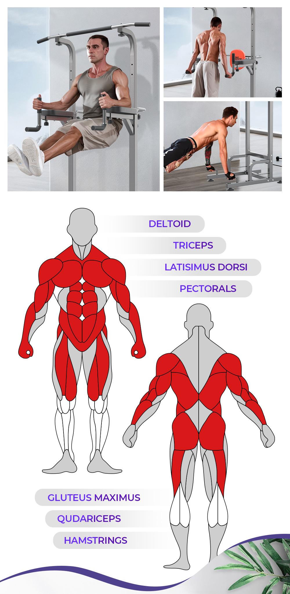 RelifeSports 2026 Power Tower Dip Station Pull-Up Push-Up Station Multi-Function Home Gym Strength Training Fitness Equipment 400LBS Workout Machine