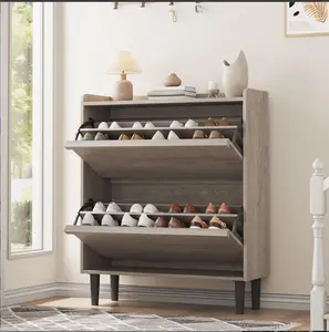 Garvee 4-Tier Wood Shoe Cabinet with Ventilated Doors, Modern Minimalist Entryway Storage Organizer, Hallway Cabinet Available in Multiple Colors for Stylish Home Organization