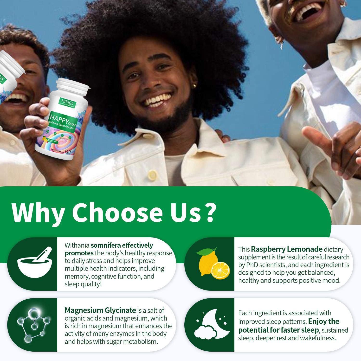 HiPlus Chill & Unwind Naturally – Happy Calm Gummies with Ashwagandha, L-Theanine & Magnesium for Stress Support & Better Sleep