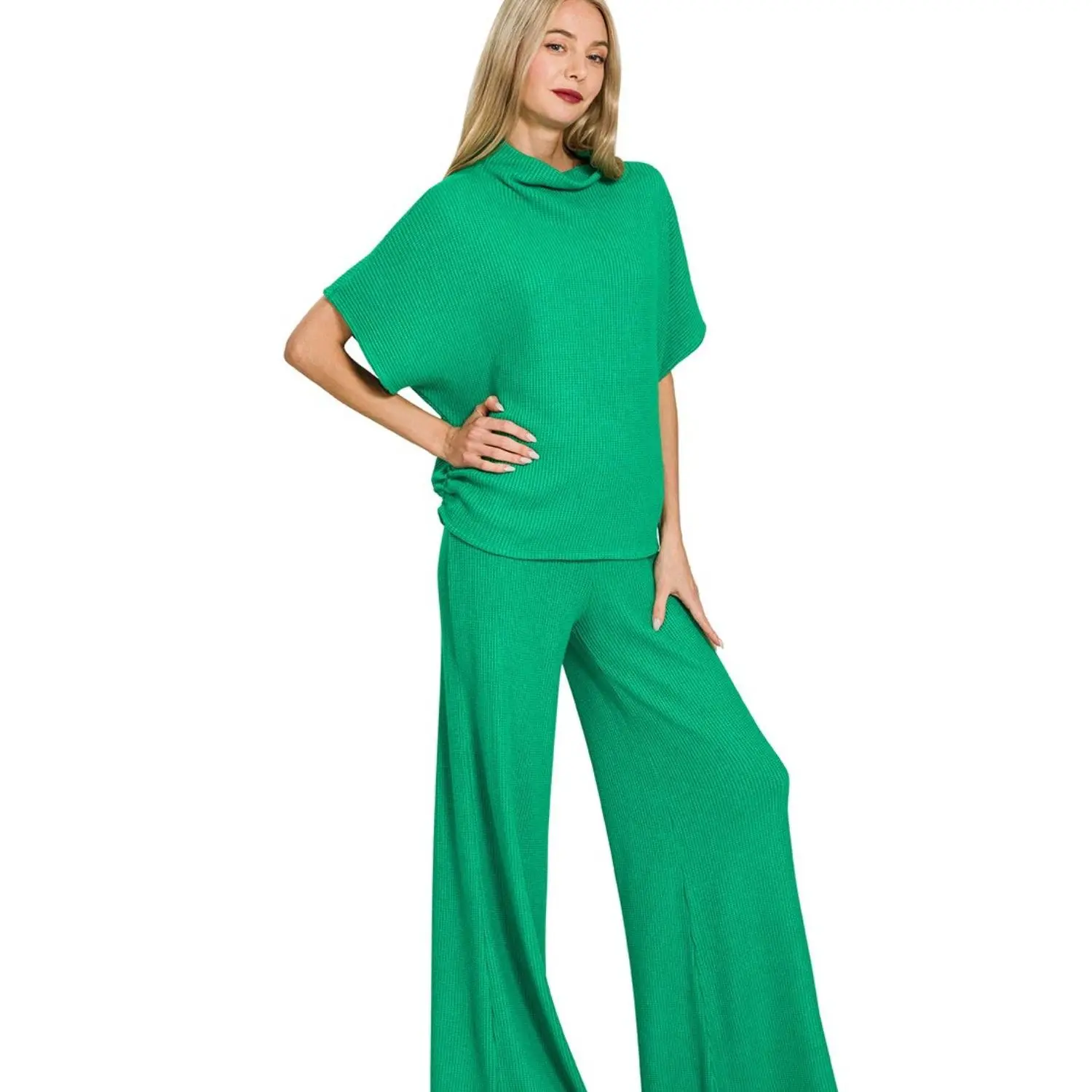 Zenana Sweater Mock Neck Top & Long Pants Set