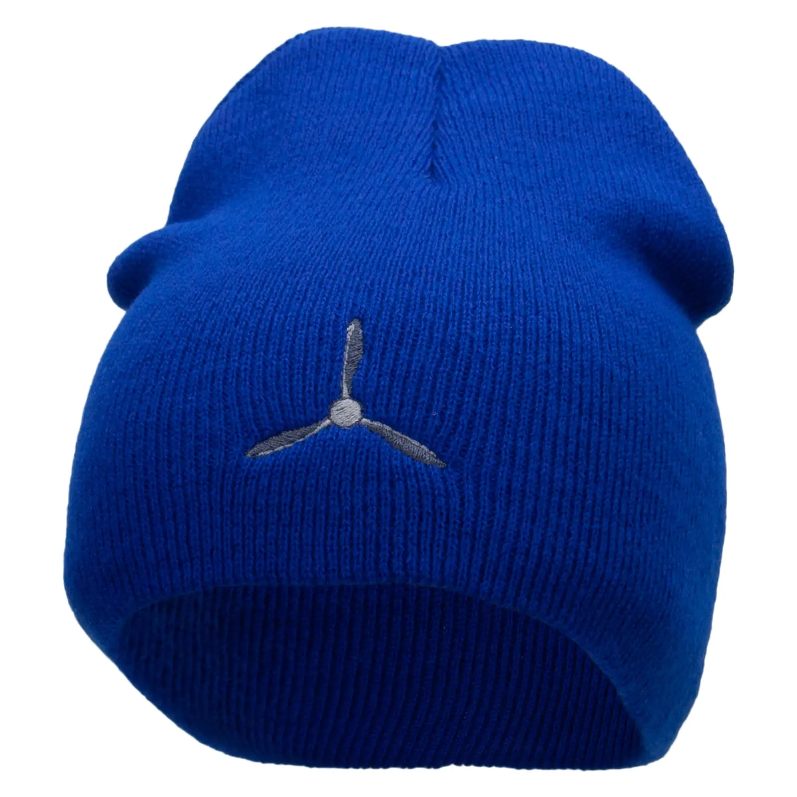 Plane Propeller Embroidered 8 Inch Short Beanie Made in USA