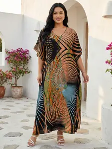 EDOLYNSA Kaftan Dress Moo Moo Dress comfy bathrobe Boho daily wear Printed Swimsuit Cover ups relaxed Elegant Side Split Maxi Dresses Caftans outfits lounge wear