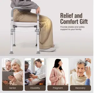 Toilet Seat Risers with Handles, Raised Toilet Seat Riser for Seniors, handicap and Pregnant, Supports up to 300Lbs, Gray